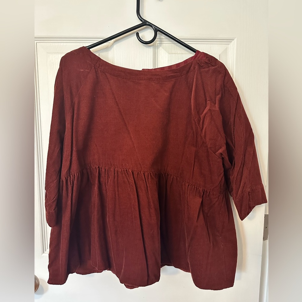 Anthropologie Maeve Maria Babydoll Blouse in Crimson - S - Good Used Condition